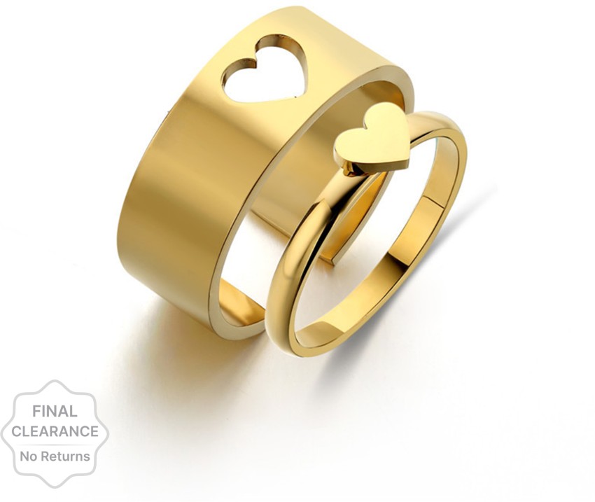 Gold heart 2025 couple ring