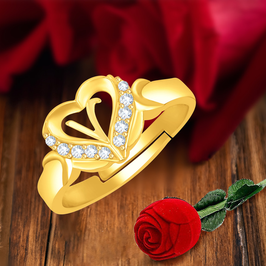 V name gold clearance ring