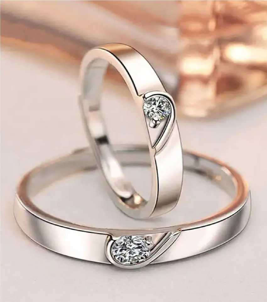 Maaword Half Heart Puzzle Promise Adjustable Couple Rings Stainless Steel Cubic Zirconia Silver Plated Ring Price in India Buy Maaword Half Heart Puzzle Promise Adjustable Couple Rings Stainless Steel...