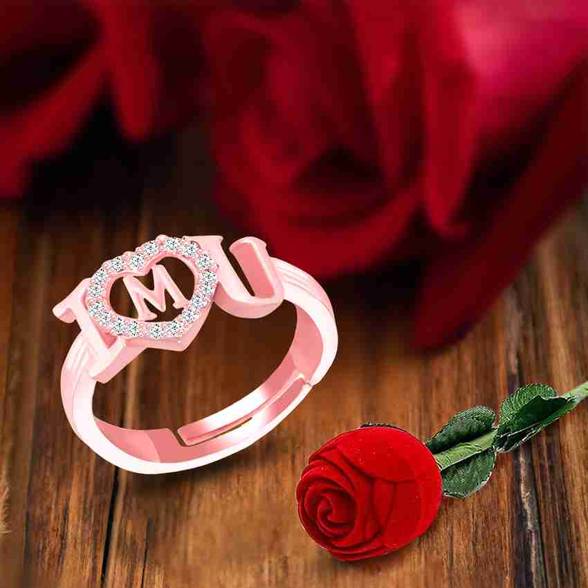 MEENAZ I love you ring girls women girlfriend M name letter
