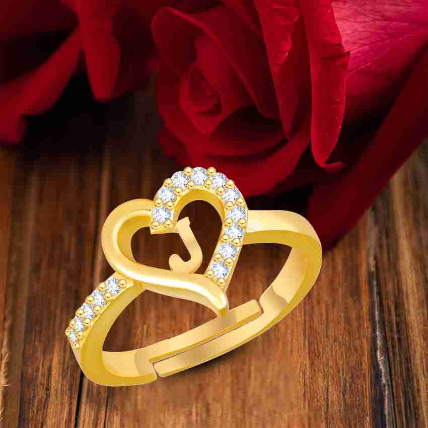 Kanak Jewels Valentine Gift Initial Letter J ring for Girls