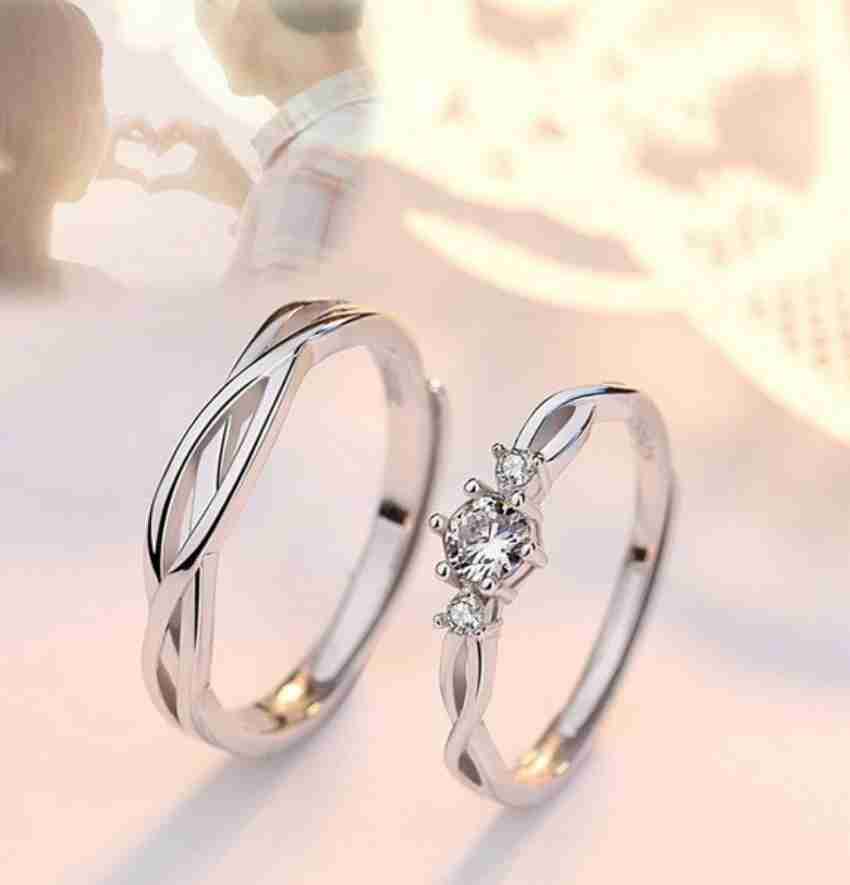 ANORI Adjustable Couple Rings Combo for Lovers Valentine Jewellery Stainless Steel Cubic Zirconia Sterling Silver Plated Ring Set Price in India Buy ANORI Adjustable Couple Rings Combo for Lovers Vale...