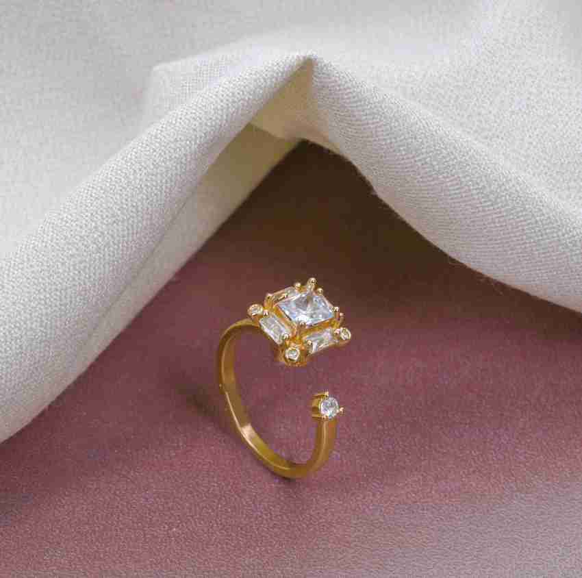 MELONLY Melonly Rotating Rose Gold Ring Stainless Steel Cubic Zirconia Gold Plated Ring Alloy Cubic Zirconia Gold Plated Ring Price in India Buy MELONLY Melonly Rotating Rose Gold Ring Stainless Steel