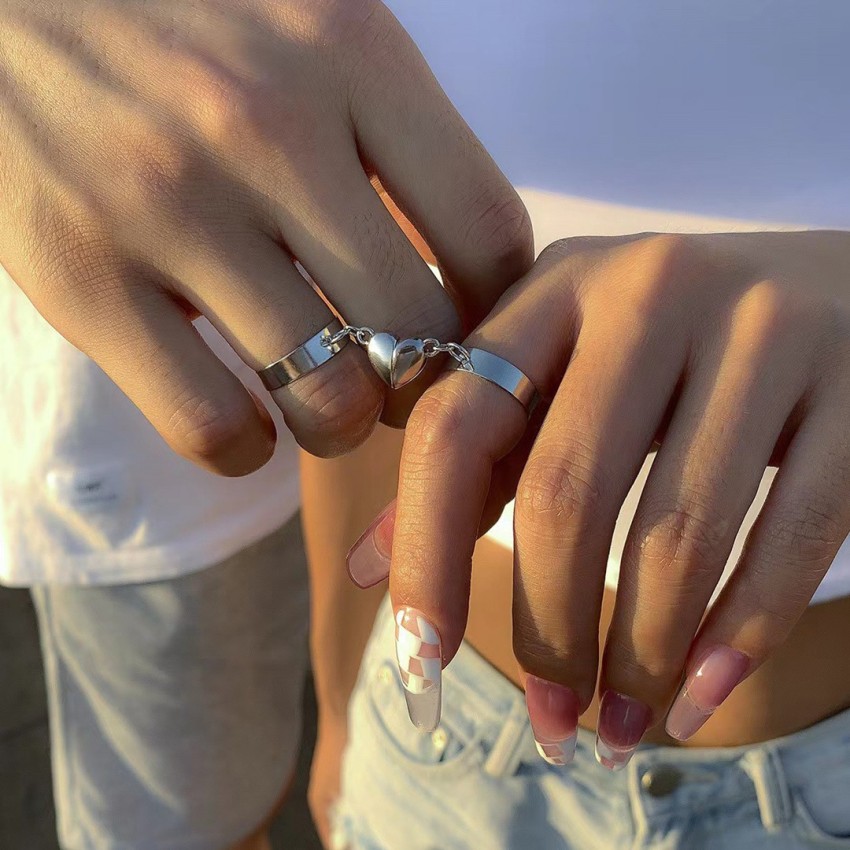 1 Pair Couple Ring Set Silver Minimalist Drops To Quit Small Design Student  Men Women Ring Beautiful Birthday Gift - Walmart.com