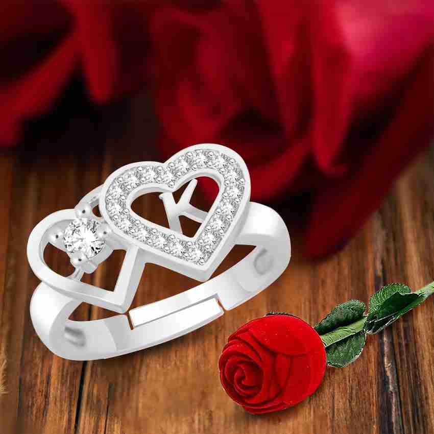 Silver ring heart shape top