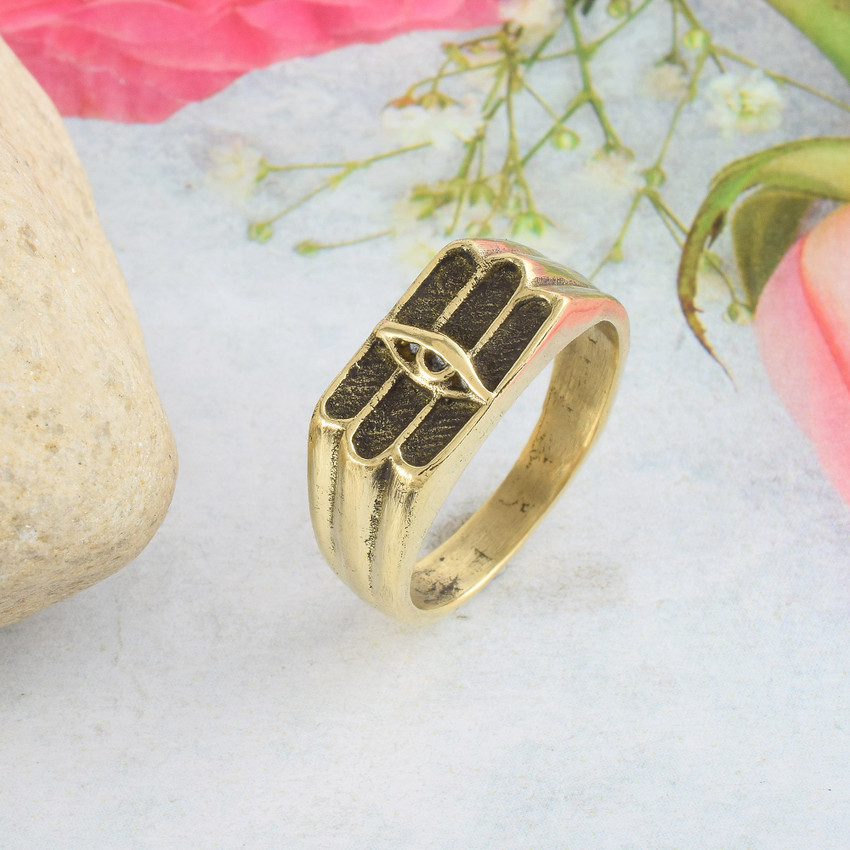 memoir Brass High Gloss Tripund Shiv Shanker Finger ring Men Brass