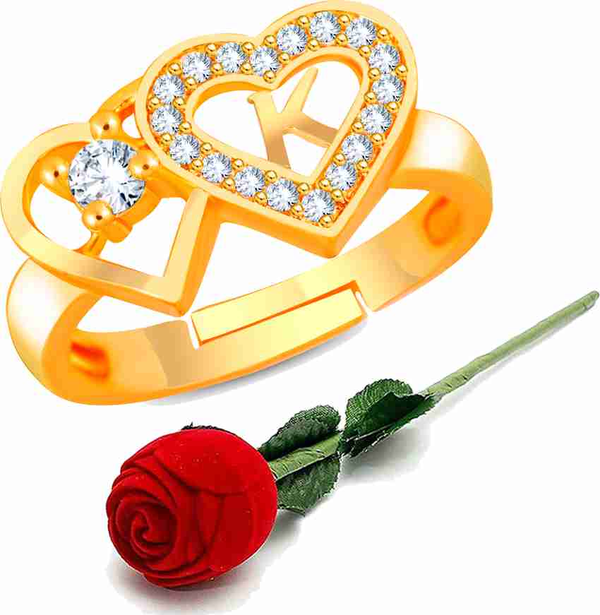 MEENAZ Love Heart Alphabet K Letter Rings girls women lovers