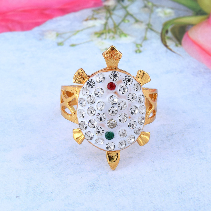 morir Good Luck Tortoise Ring with CZ Gold Plated Regular Wear