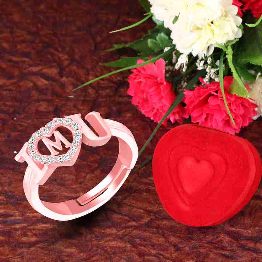 MEENAZ I love you ring girls women girlfriend M name letter