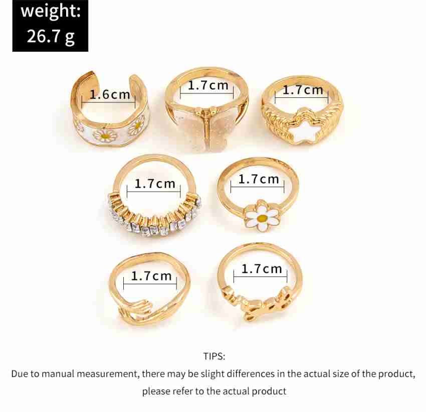 Shining Diva Fashion Latest Stylish Y2k Gen Z Chunky Finger Rings for Women  and Girls - Set of 7 (14173r) Golden