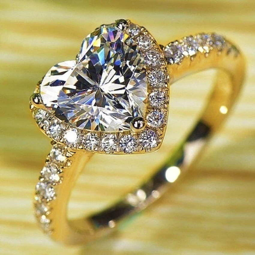 Qyuri Heart Shape Diamond Ring for Girlfriend Alloy Diamond