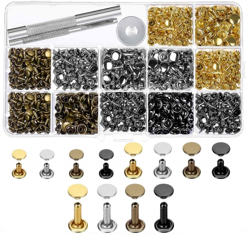20~25 Sets Leather Strap Tool Double Sided Brass Rivets Decorative Screws  For Leather Studs Round Head