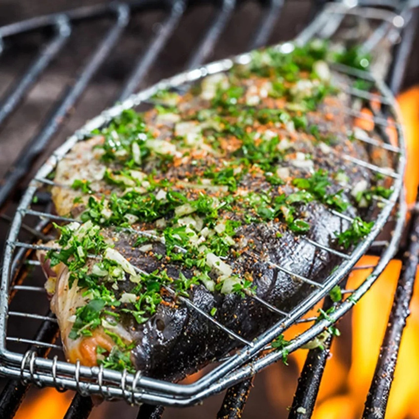 Onprix Steel BBQ Fish Grilling Basket with Wooden Handle Perfect For Grilling Steak Fish Basket Grill Price in India Buy Onprix Steel BBQ Fish Grilling Basket with Wooden Handle Perfect For