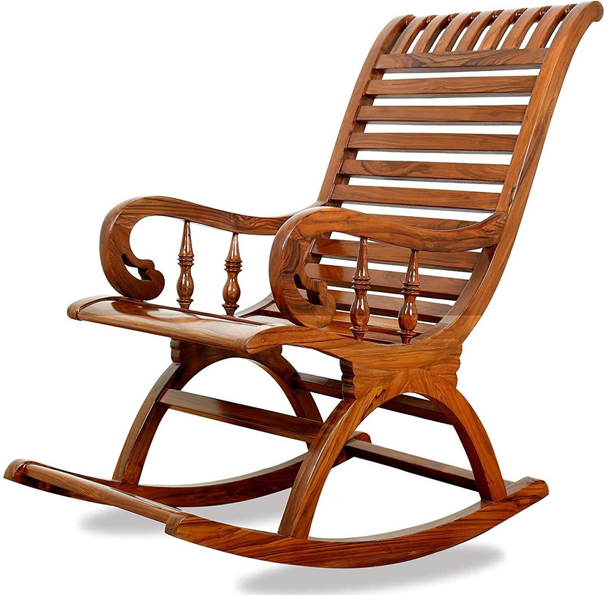 Decorhand Teak Wood Rocking Chair For Living Room Garden Adults Grand Parents Solid Wood 1 Seater Rocking Chairs