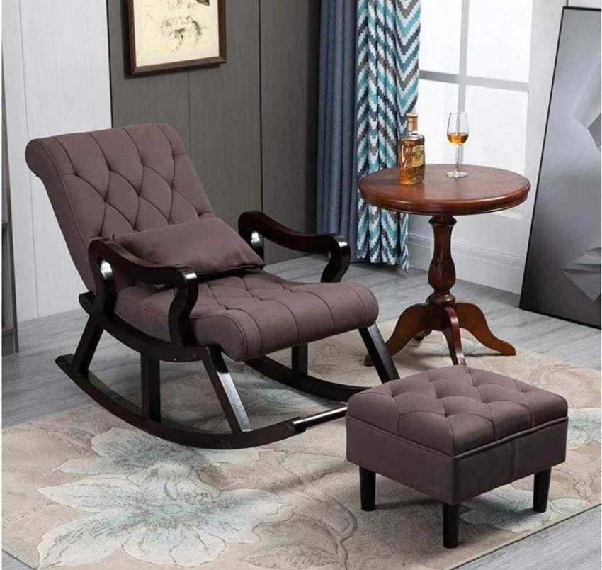 Wooden rocking 2025 chair with footrest