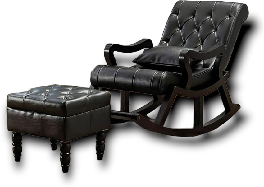 Black leather best sale rocking chair