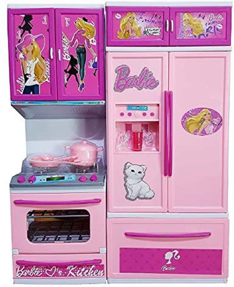 BHARJA Barbie Morden Kitchen Set with Light and Sound For Girls