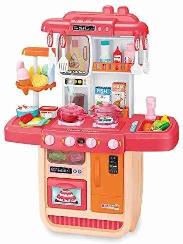 himanshu tex big size kitchen set for kids girls with realistic lights sounds simulation of spray play sink with running water kitchen accessories big size kitchen set for kids girls