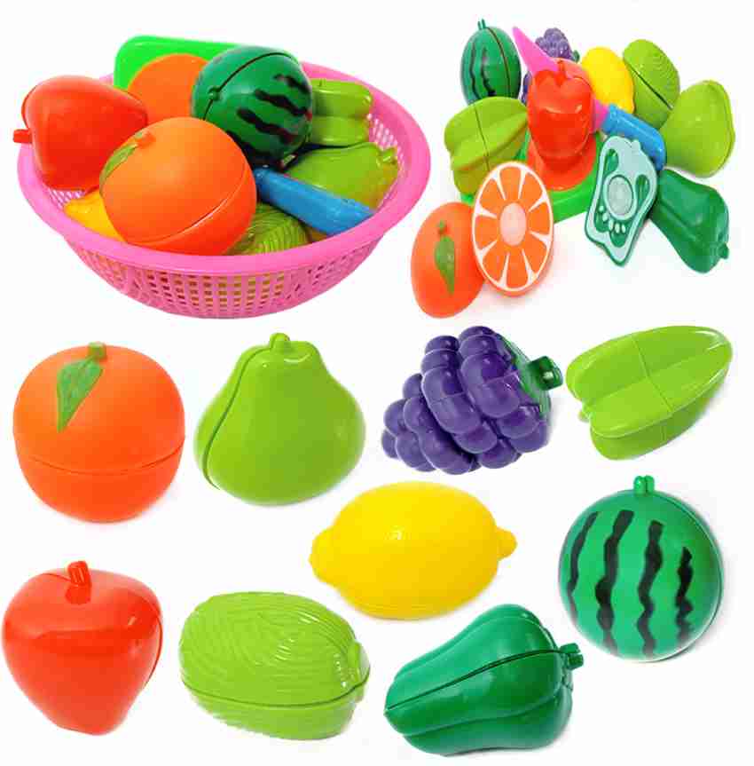 Cutting Fruits Vegetables Set, 16 Pack Play Kitchen Plastic Cutting Food  for Kids Pretend Play Kitchen Toys Educational Food Toys for Children Girls