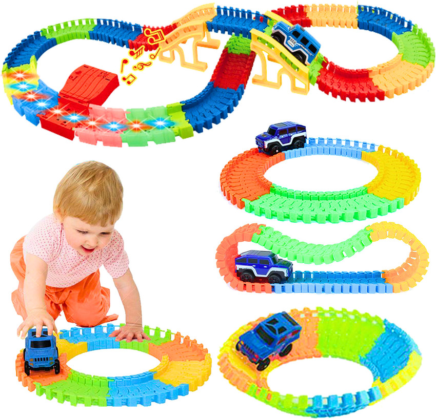 swadesi krafts Led Racing Car Toys for 3 Year Old Boy With Musical Glowing Track Set Led Racing Car Toys for 3 Year Old Boy With Musical Glowing Track