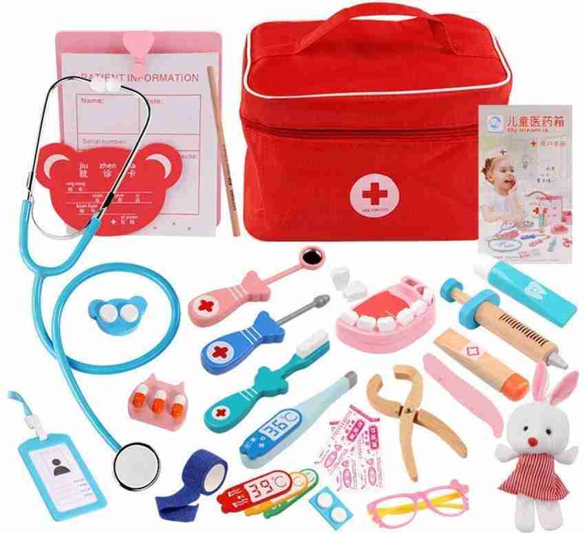 Happy Hues Doctor Kit for Kids Wooden Dentist Set with Working Stethoscope Doctor Doctor Kit for Kids Wooden Dentist Set with Working Stethoscope Doctor Buy Doctor Kit toys in India