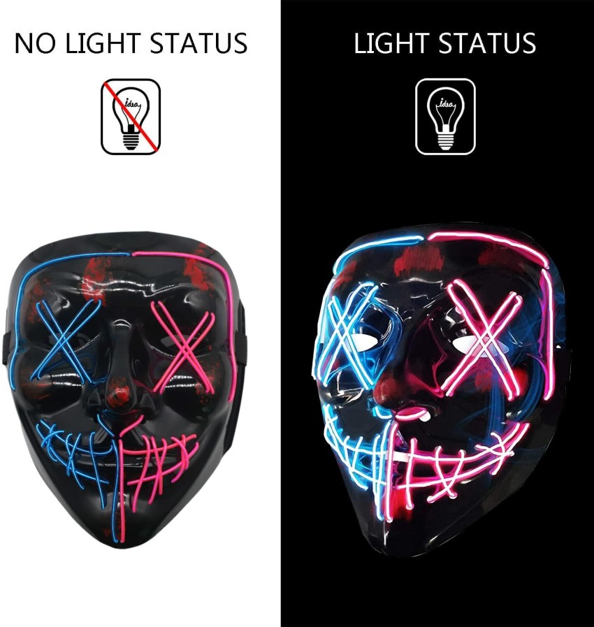 Neon LED Light Up Purge Mask (No COD) Blue