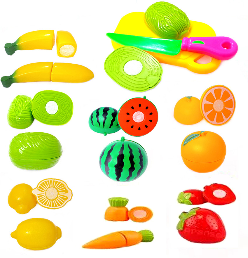 PRANSO Fruits and Vegetables Cutting Play Toy Set Fruits