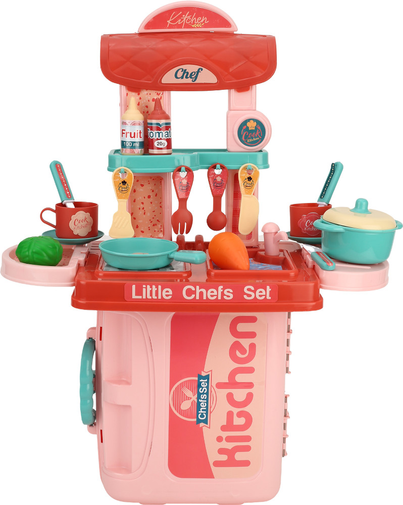 Toys R Us Just Like Home 3 in 1 Kitchen Suitcase for Kids Mini Play Set Portable Cooking Toys for Girls 3 in 1 Kitchen Suitcase for Kids Mini Play Set