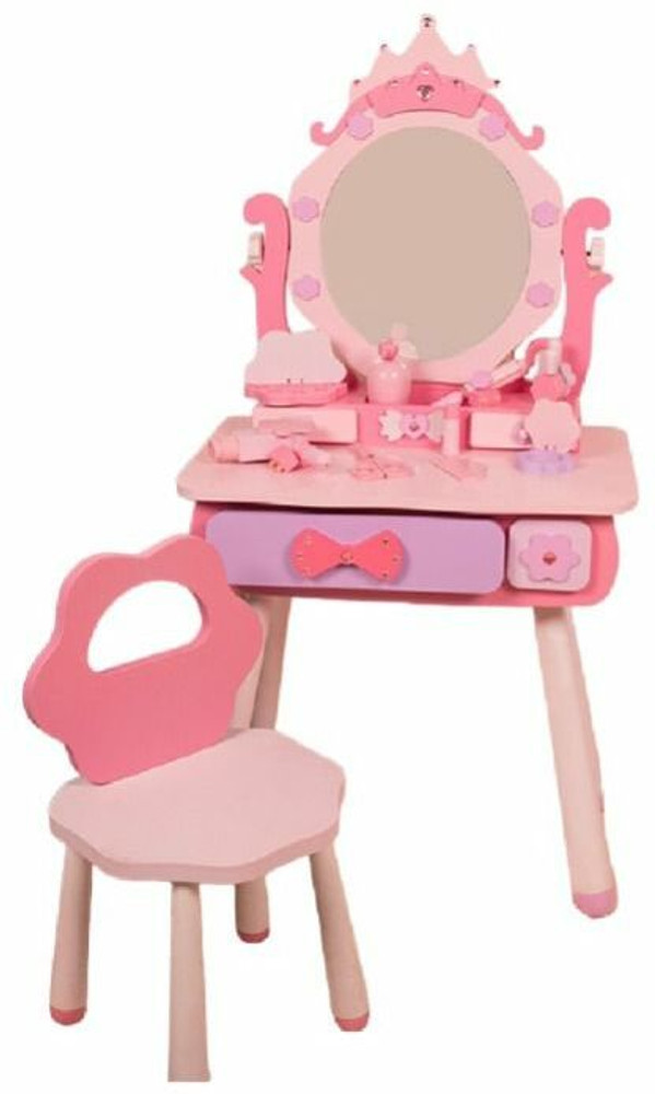 Pink dressing sales table chair