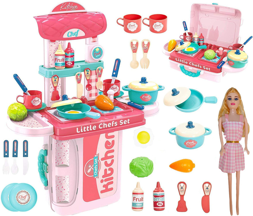 FIONATECH 3 in 1 Kitchen Set With Doll Kitchen Play Set Portable Cooking For Kids 3 in 1 Kitchen Set With Doll Kitchen Play Set Portable Cooking For Kids shop