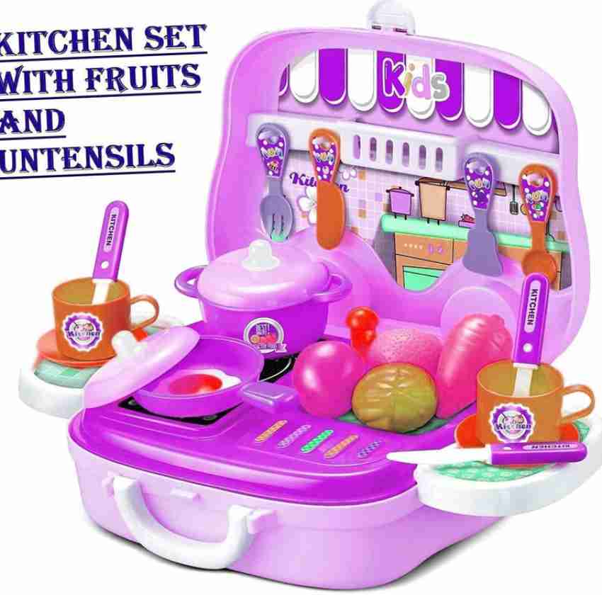 Portable Cooking Kitchen Play Set Pretend Play Food Party Role Toy