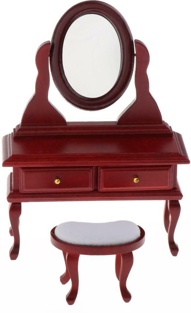 Calandis 1 12 Dolls House Dressing Table with Mirror and Stool