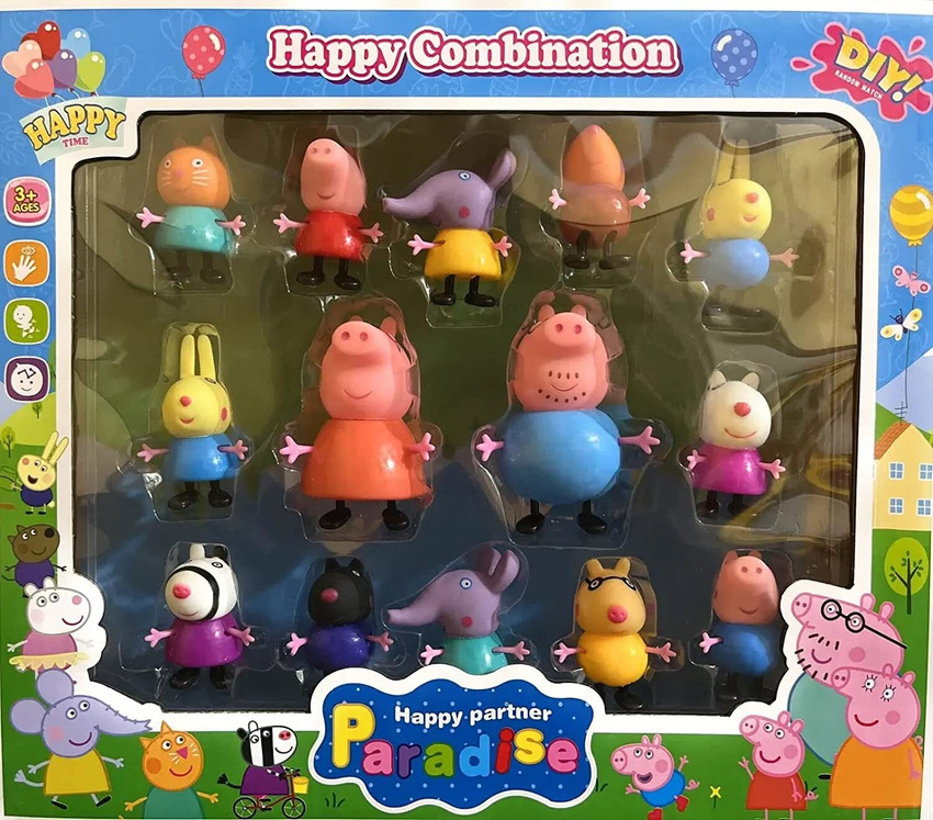 lilheaven Peppa Pig Family Toy with Family and Friends Toy Set of 14 pc for Kids Peppa Pig Family Toy with Family and Friends Toy Set of 14 pc for Kids