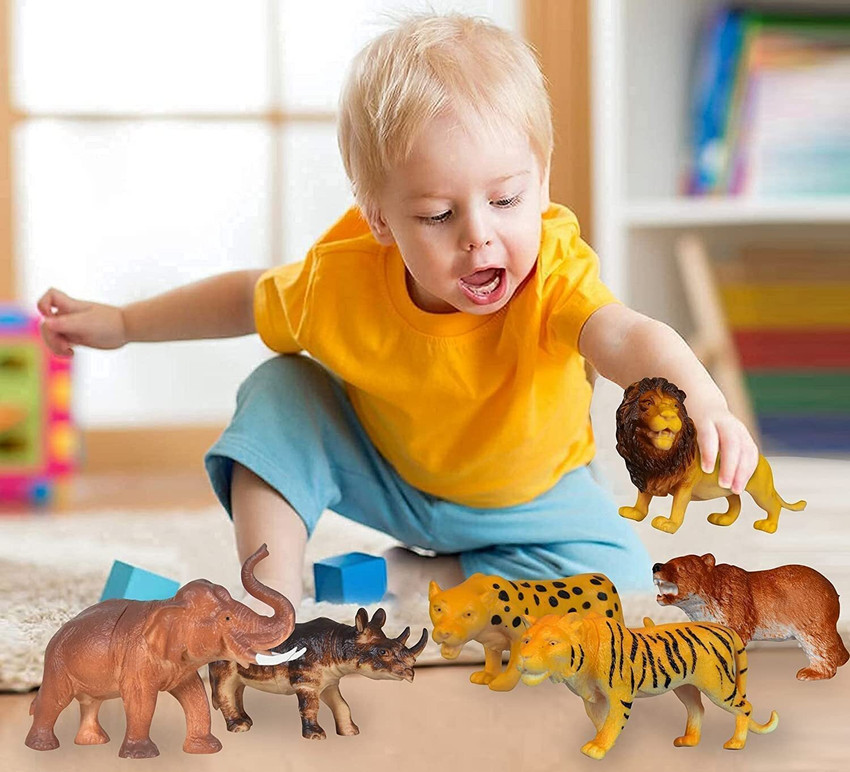 HappyBive Big Size Jungle Cartoon Wild Animal Toys Figure Playing