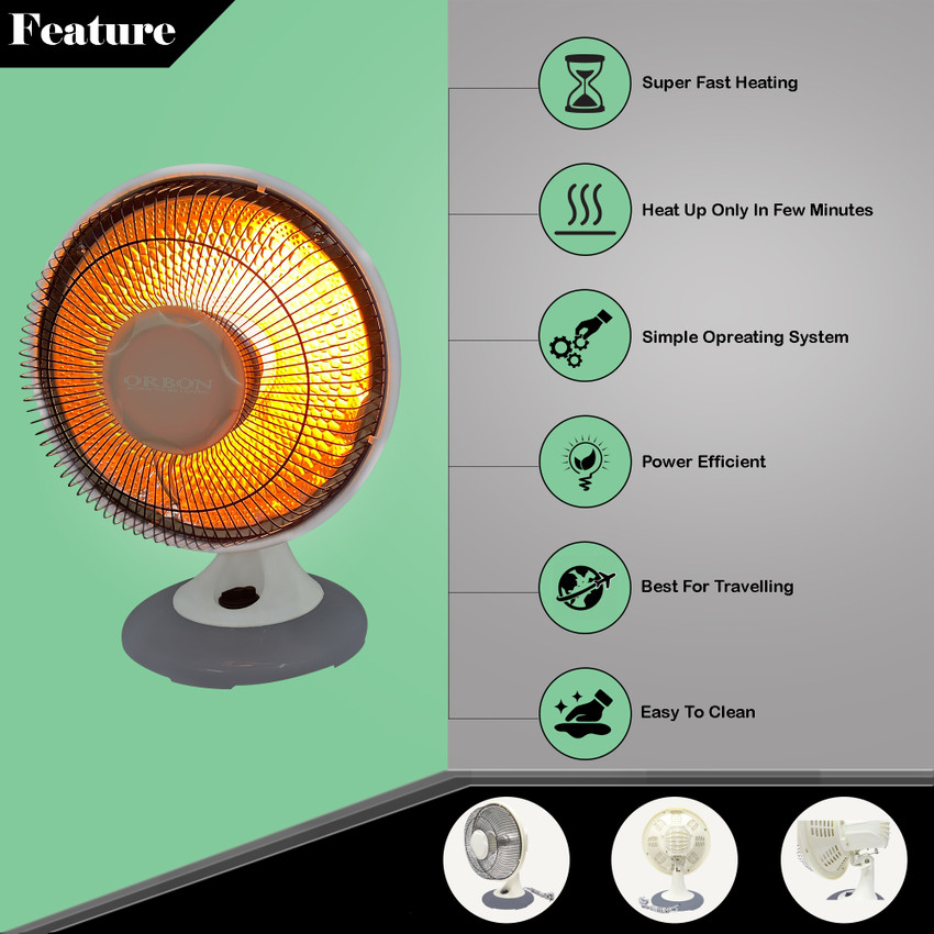 ORBON 800 Watt Infrared Oscillating Radiant Quartz Halogen Rotating Dish  Room Heater ORBON E-Heat 800 Watts Oscillating Rotating Infrared Electric  Dish Room Heater Infrared Room Heater Price in India - Buy ORBON