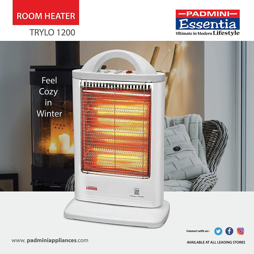 Padmini Essentia Halogen Heater 1200 Watts ISI Certified | Room Heater | 3  Rods Halogen Room Heater Price in India - Buy Padmini Essentia Halogen  Heater 1200 Watts ISI Certified | Room