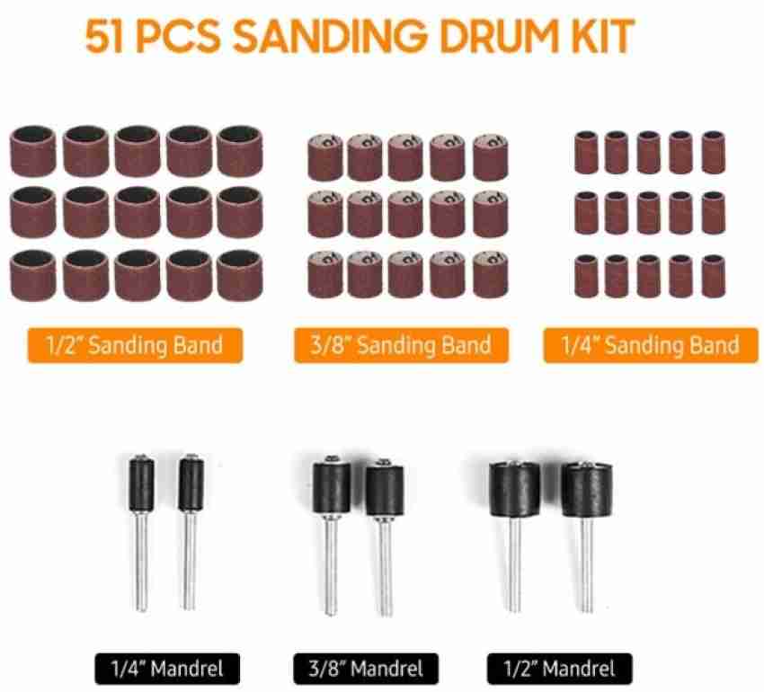 51 Pcs Drum Sanding Kit For Nail Drill Bits Dremel Accessories