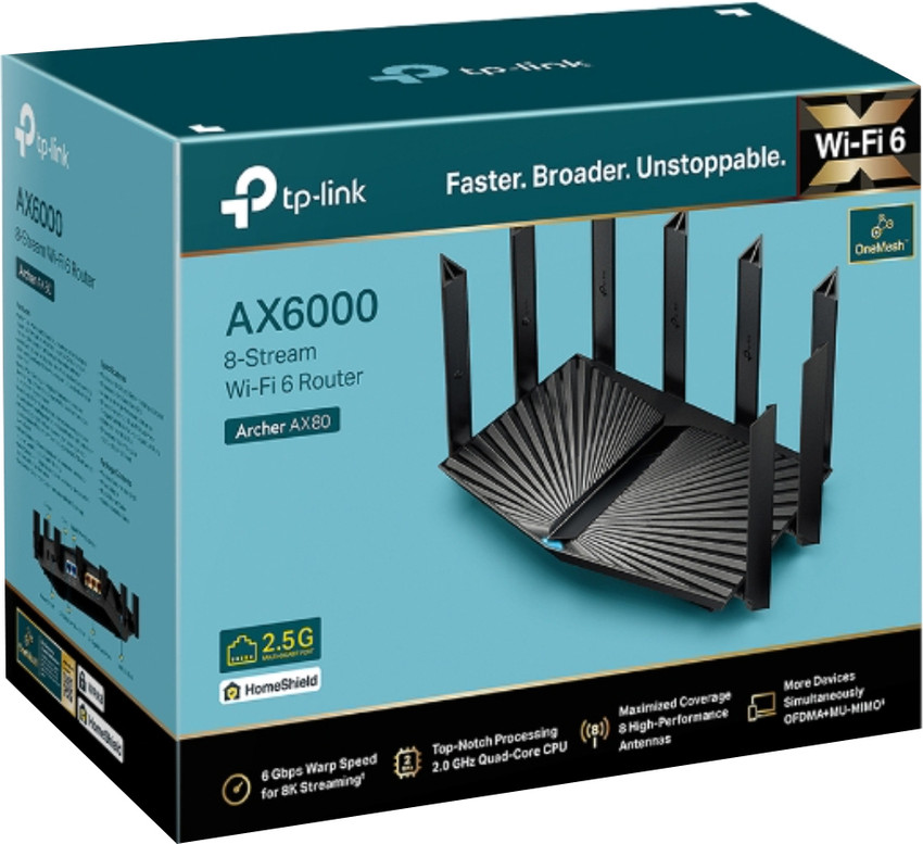 TP-Link Archer AX80 AX6000 8-Stream Wi-Fi 6 6000 Mbps Wireless