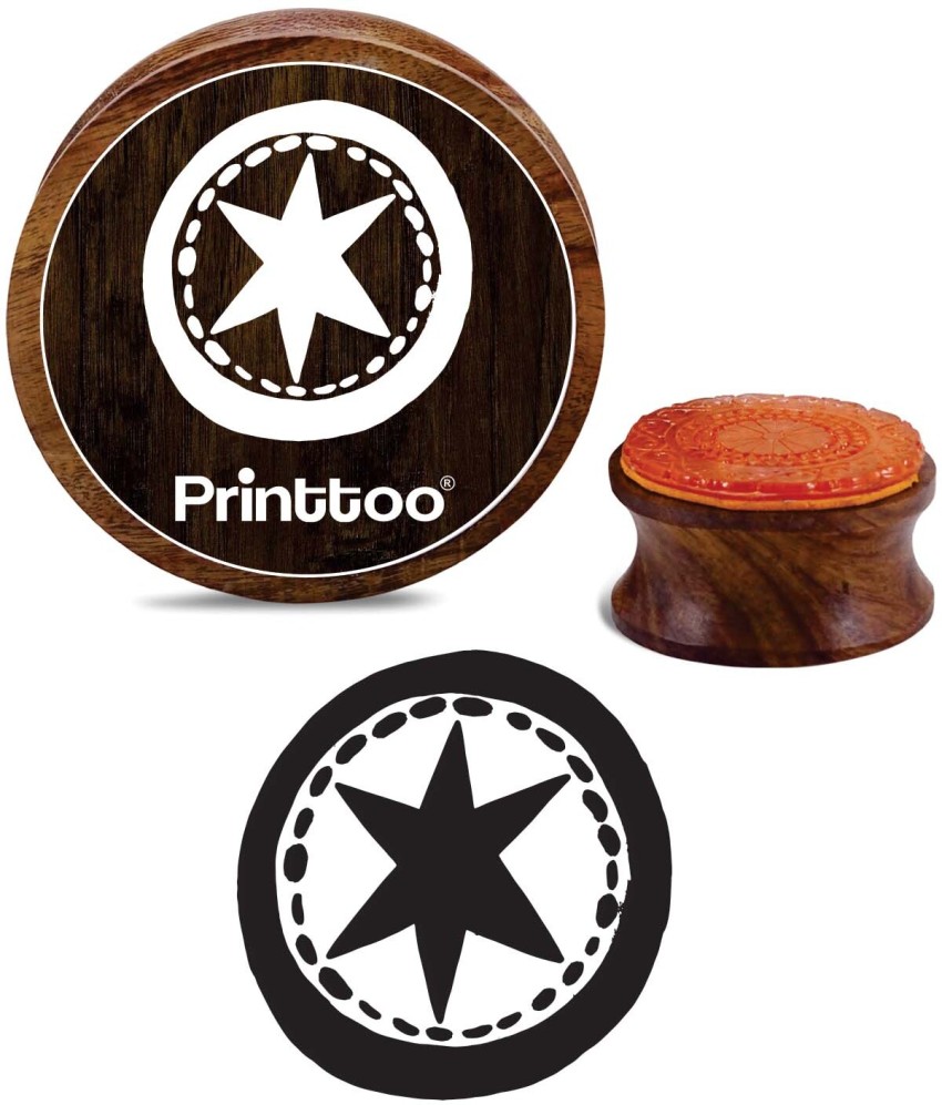 Round Solid Star Rubber Stamp