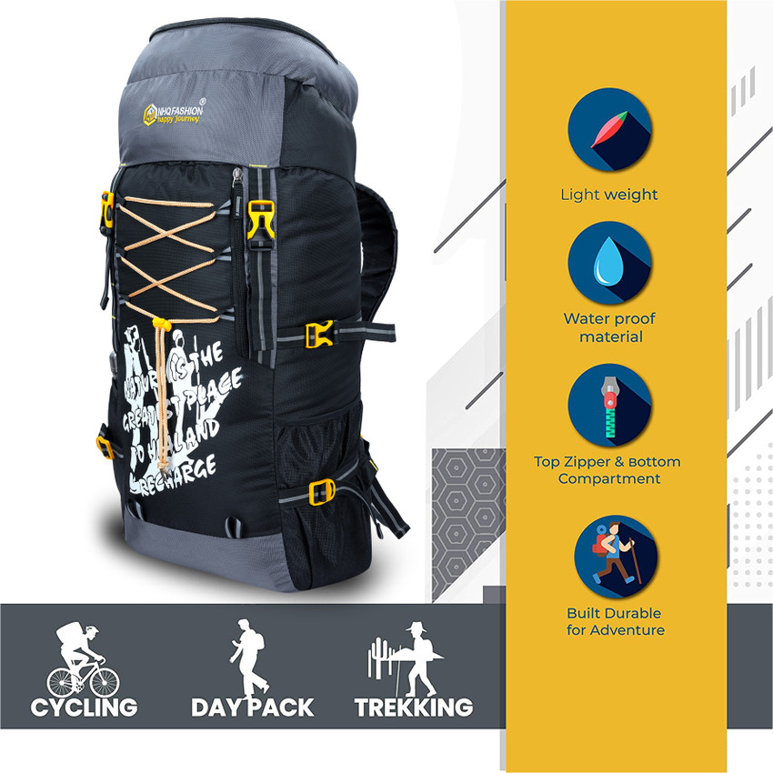 NHQ FASHION bag travel bag for men tourist bag backpack for hiking trekking camping Bag Rucksack 60 L GREY Price in India Flipkart