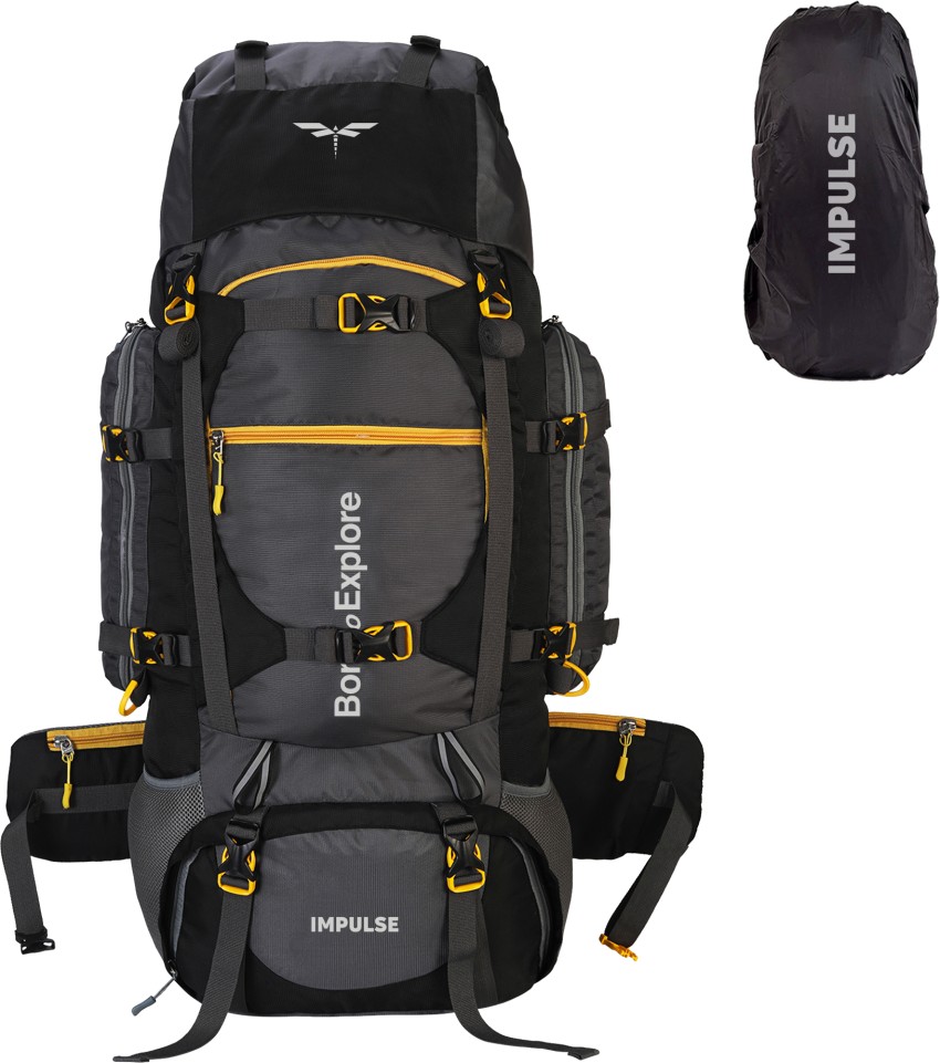 IMPULSE 80 Litres Keep Discovering Heavy Waterproof Rucksack Trekking Hiking Camping Outdoor Camps Luggage Bags Tour Travel Backpack With Rain Cover Rucksack Rucksack 80 L Grey Price in India Flipkart...