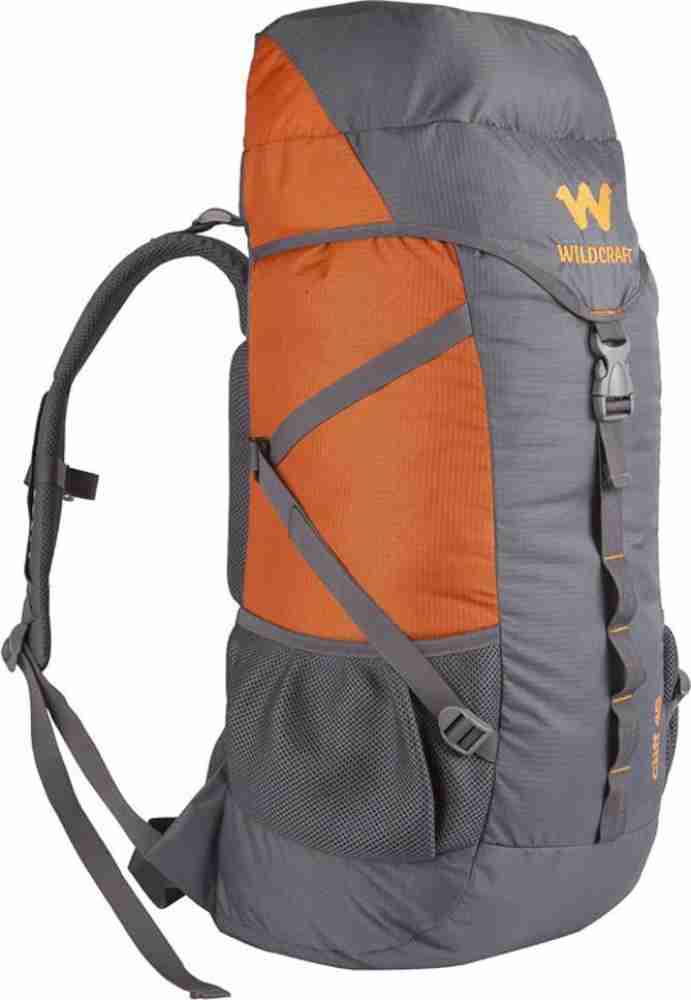 wildcraft 45 ltrs grey and orange rucksack