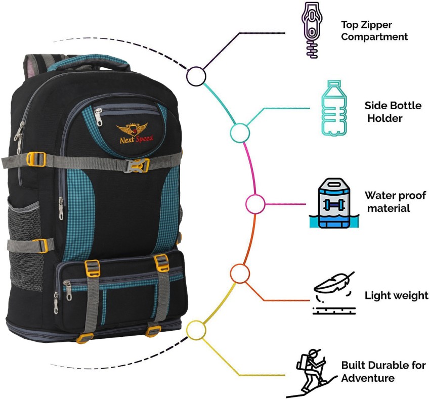 NEXTSPEED Travel Bags Men Next Speed 60 L Luggage Bag Trekking Hiking Rucksack 60 L Black Multi Price in India Flipkart