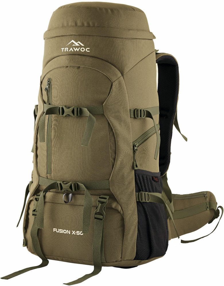 TRAWOC Travel Bag Front Top Open Backpack for Hiking Trekking Rucksack 50 L GREEN Price in India Flipkart