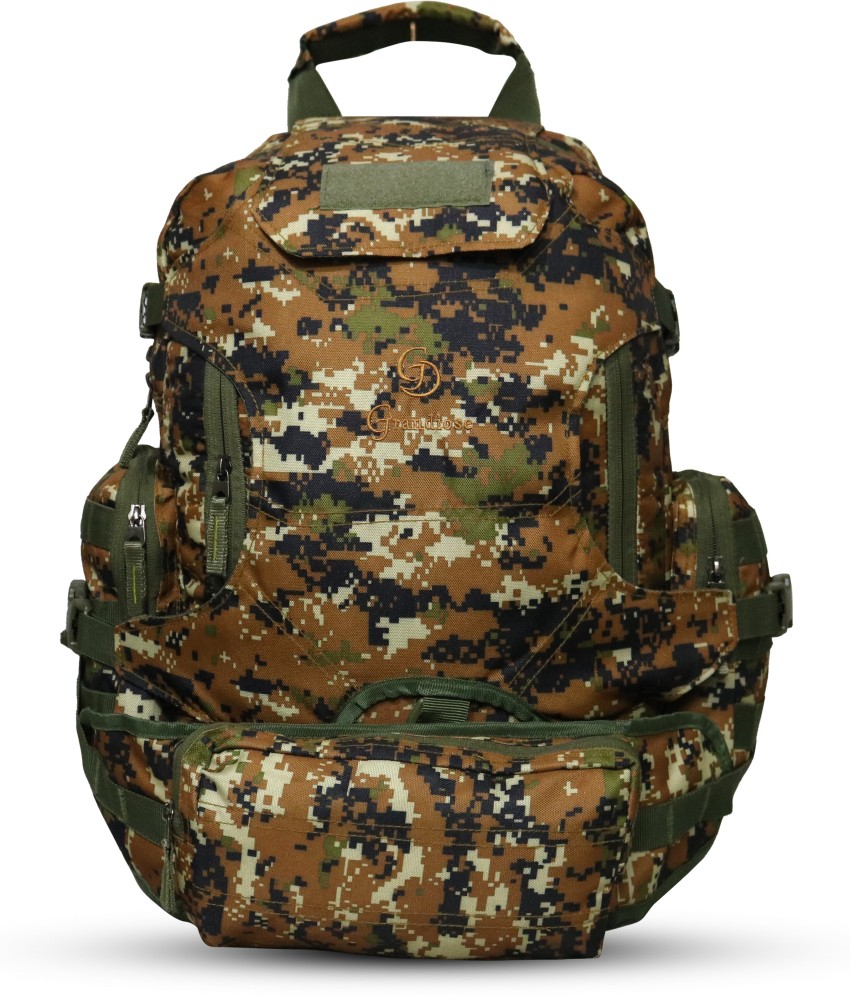 Grandiose Military Style Travel Backpack Trekking Bag With Detachable Waist Pouch Rucksack 40 L Camouflage Brown Price in India Flipkart