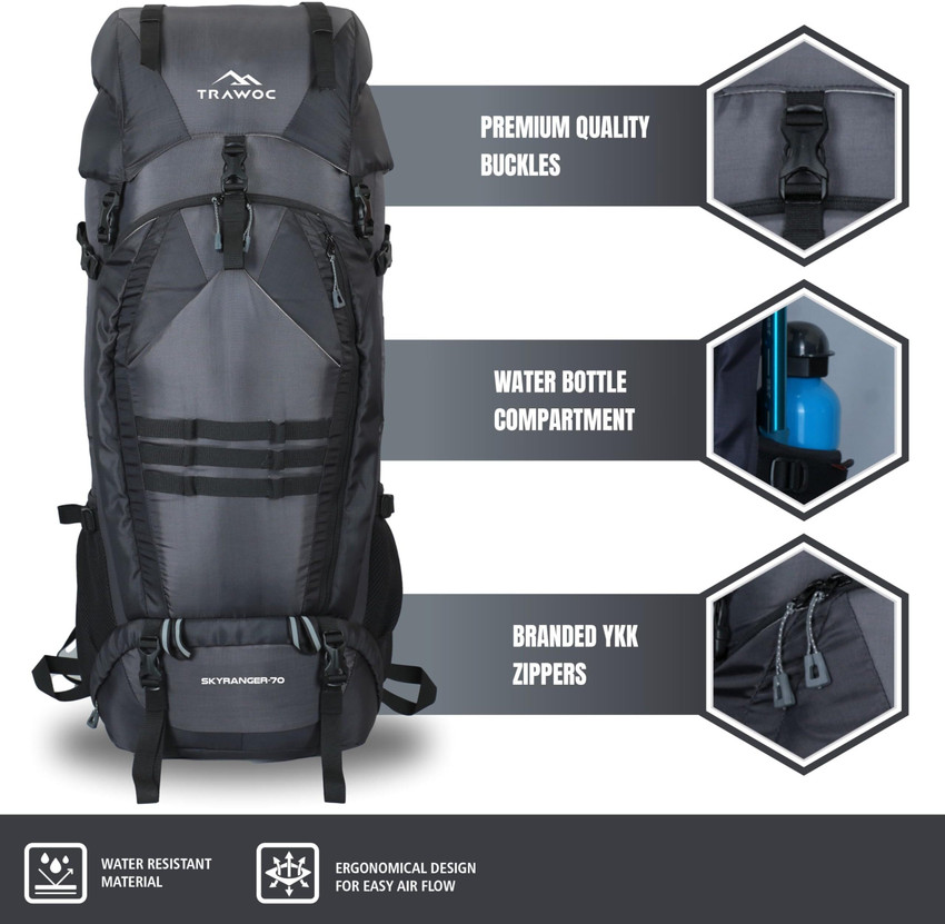 TRAWOC 70 Liter Backpack Trekking Hiking Rucksack Front Top