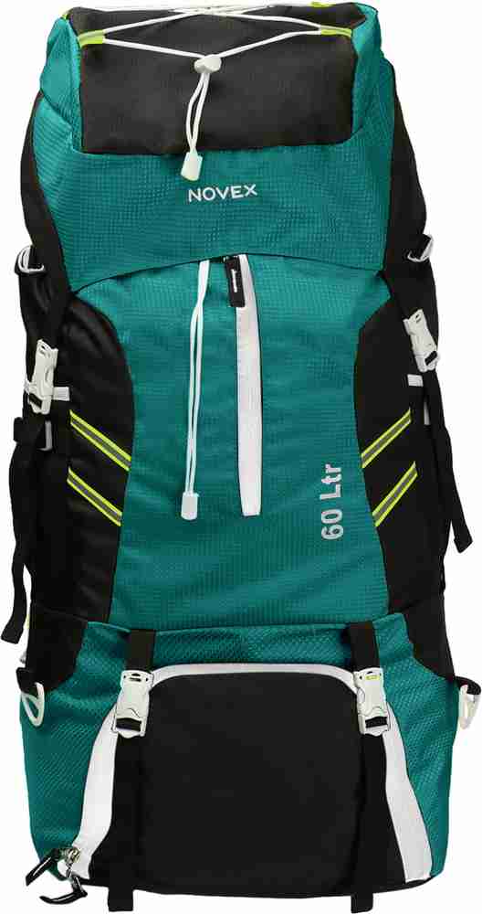 NOVEX 60 Ltr Rucksack Hiking Backpack Trekking Bag Rucksack Bag with shoe compartment Rucksack 60 L Green Black Price in India Flipkart