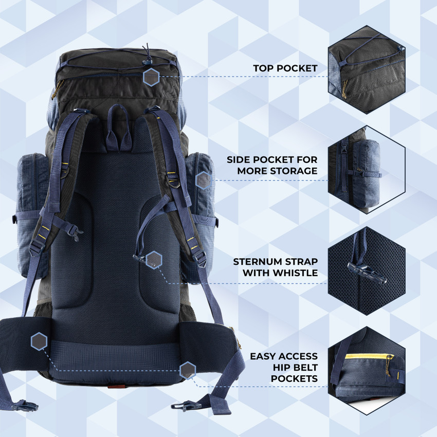 ADVENTREX Rapid 65 Litre Front Opening Rucksack for Travelling and