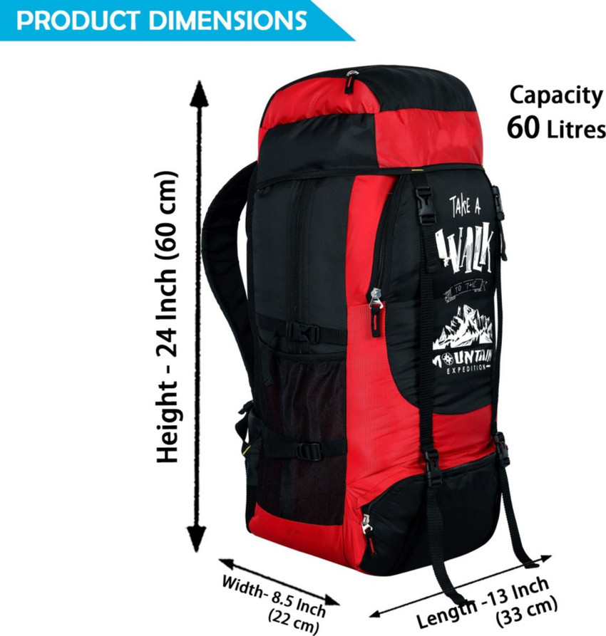 60 liter backpack dimensions clearance