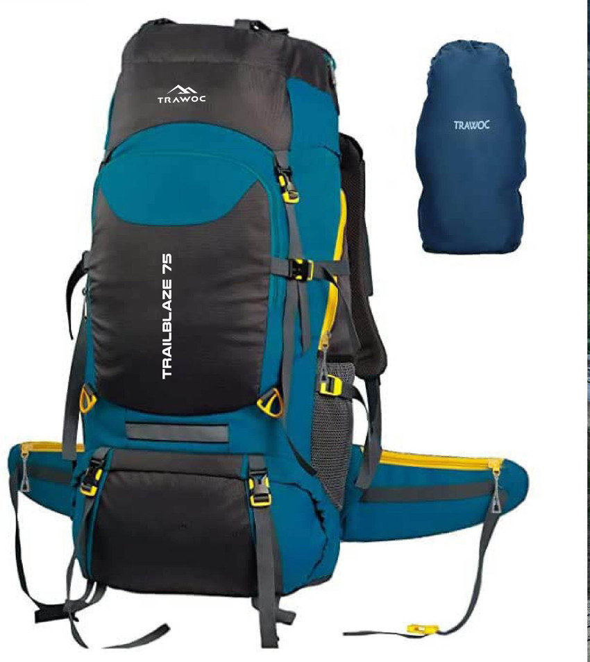 TRAWOC BHK006 75 Liter Travel Backpack for Outdoor Sport Camping Hiking Trekking Bag Rucksack Rucksack 75 L Black Blue Price in India Flipkart